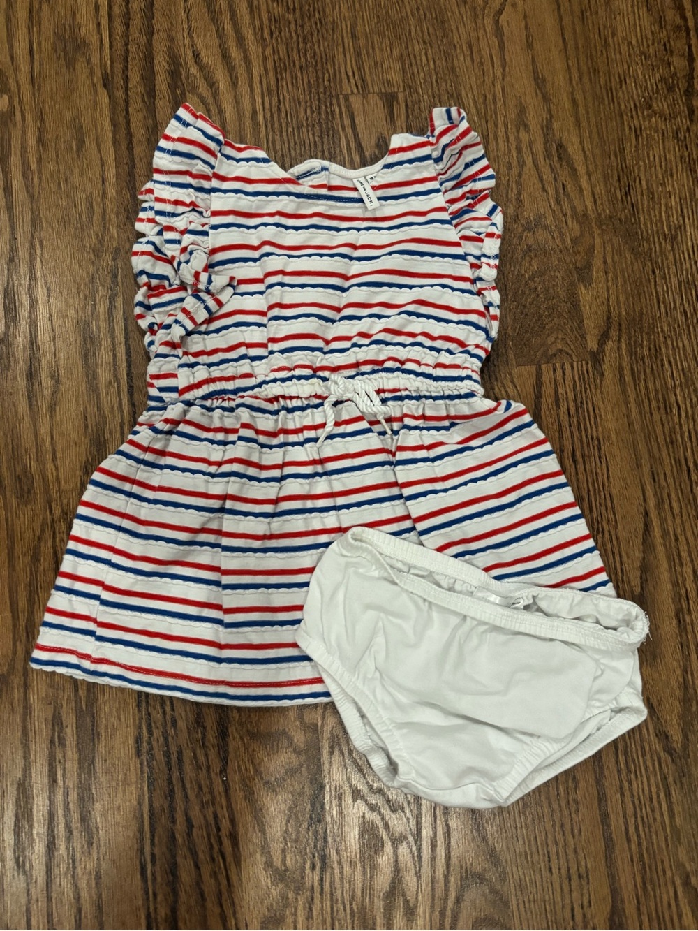 Janie and Jack Toddler Striped Sundress with Bloomer - White, Red & Blue
